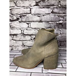 Lucky Brand Ravynn Grey Green Leather Ankle Heel Boots Women Sz 10M US/40EU